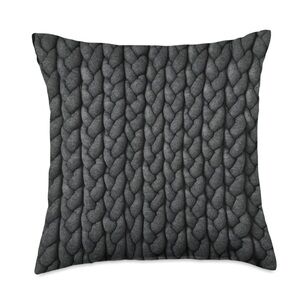 Braided Cable Knit Jersey Charcoal Knit Pillow Small 18x18”